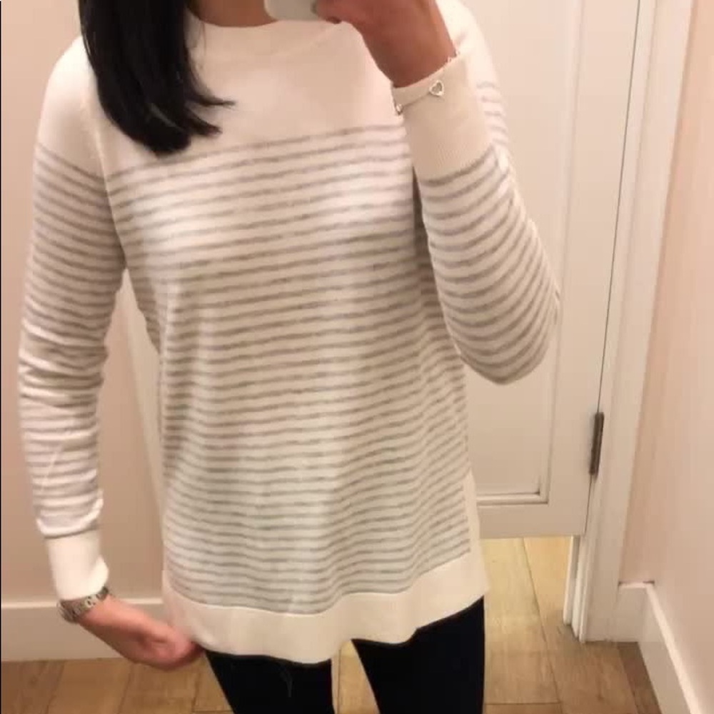 LOFT gray striped sweater
